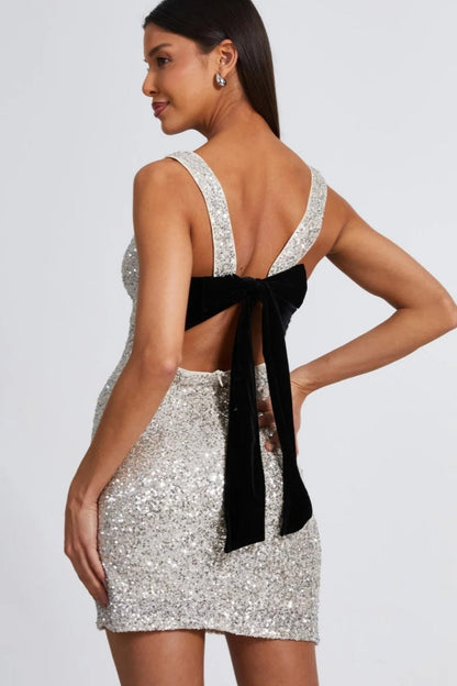 Sexy Sequin Bow Mini Dress