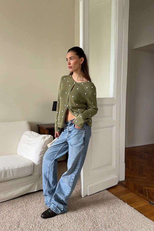 Crew Neck Knitted Cardigan