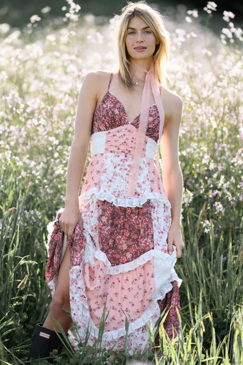 Patchwork Floral Maxi Dress