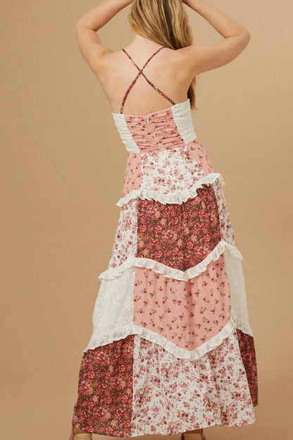 Patchwork Floral Maxi Dress