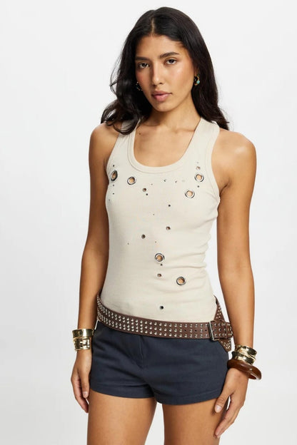 Eyelet Rivet Vest Top