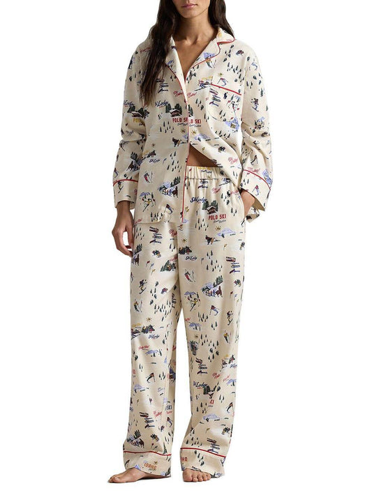Classic Tree Ski Slope Print Pajama Set