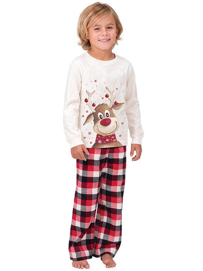 Christmas Elk Print Long Sleeve Parent-Child Wear Pajamas Home Clothes Set