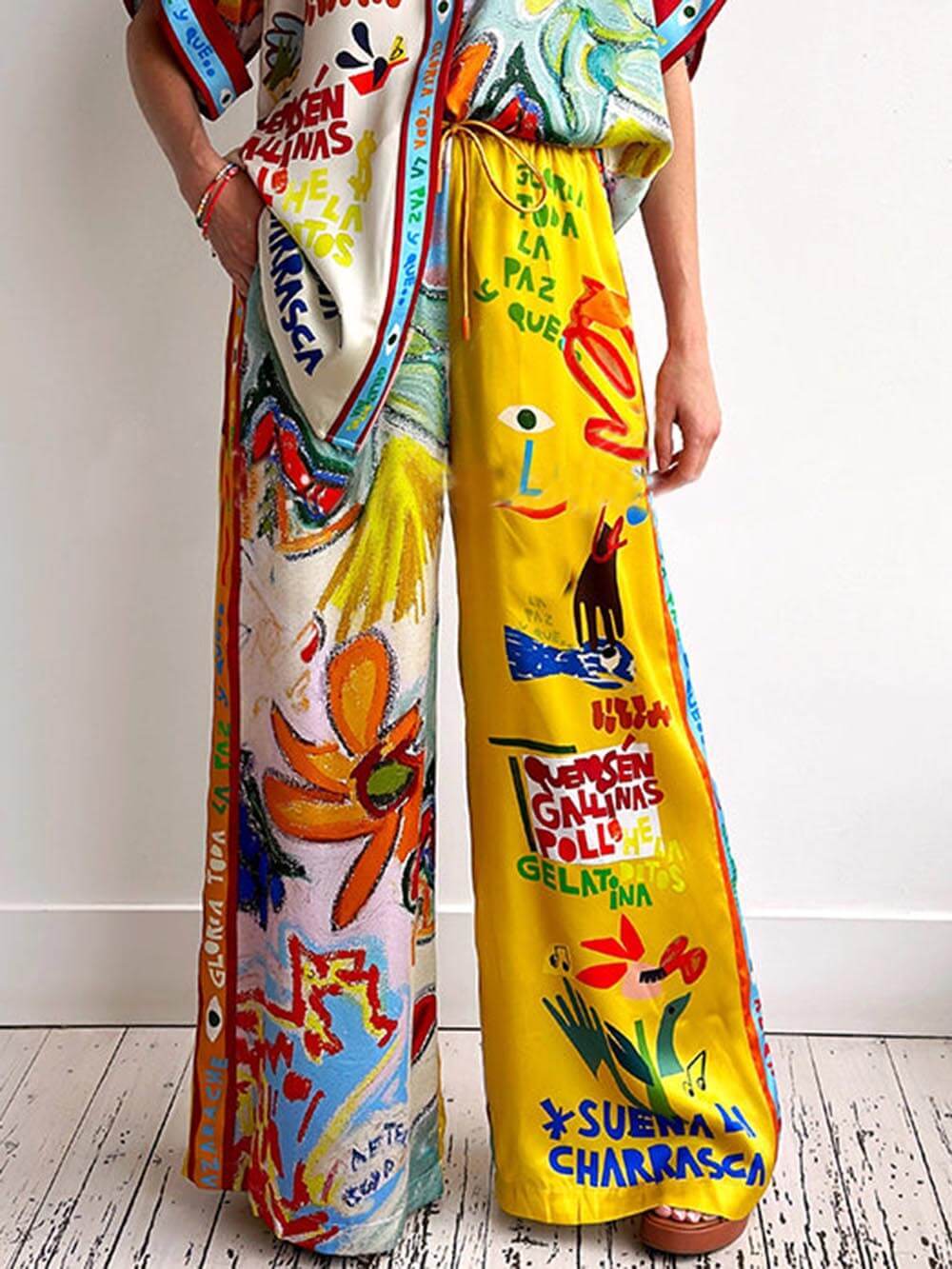 Unique Print Short-Sleeved Loose Shirt