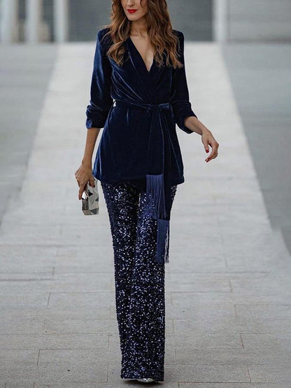 Elegant Fringe Casual Lapel Tie Jacket