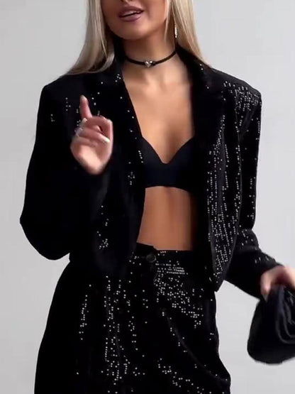 Classic Fashion Sequin High Waist Pocket Pants