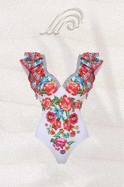 Livia Vintage Floral Printed Two-pieces Swim Set