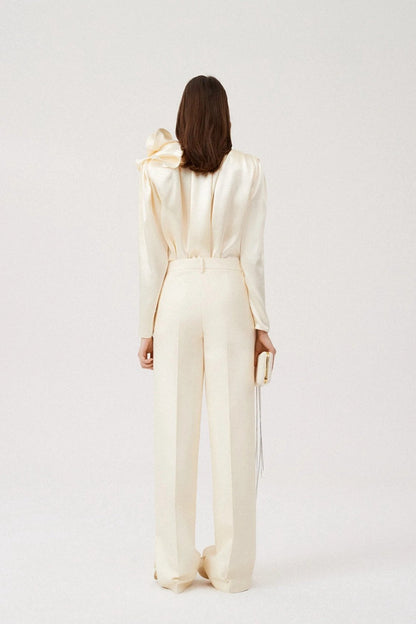 Lorraine Flower Satin Flowy Blouse