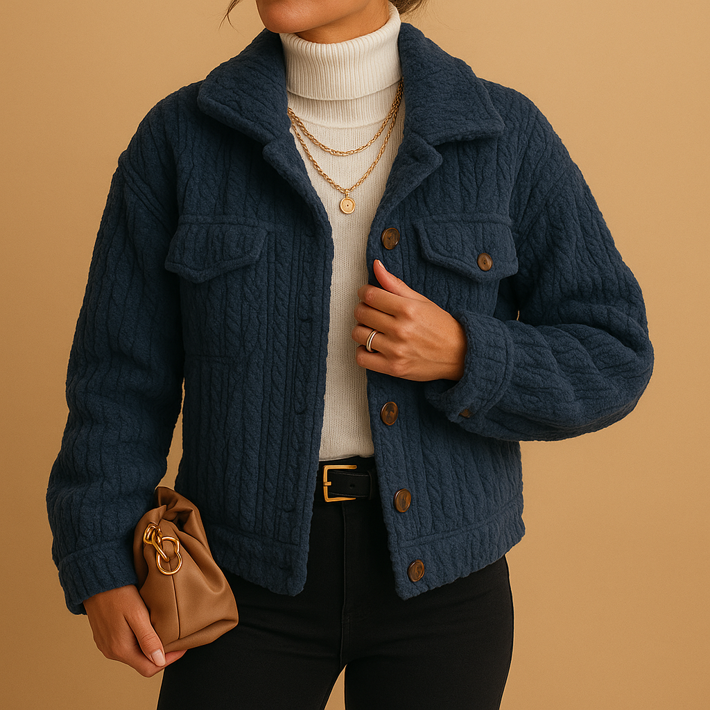 Maison Plush Short Jacket | Textured Soft Finish