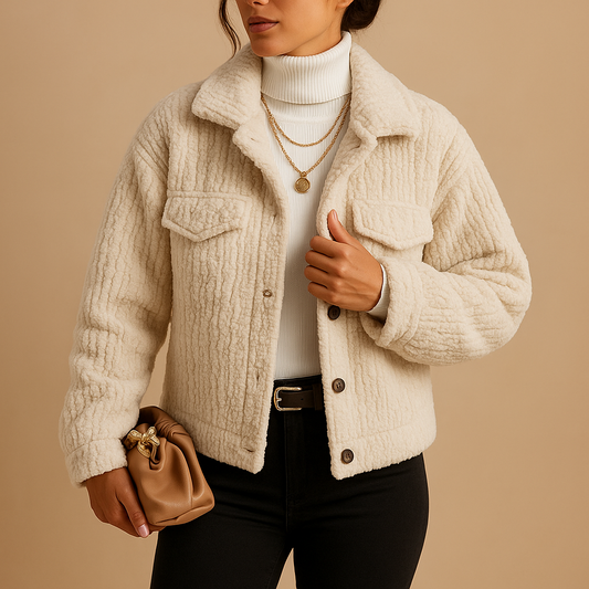 Maison Plush Short Jacket | Textured Soft Finish