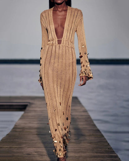 Dolly Gold Knit Maxi Dress