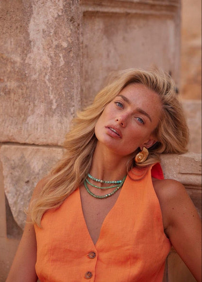 Solara - Sleeveless Linen Vest & Maxi Skirt Set