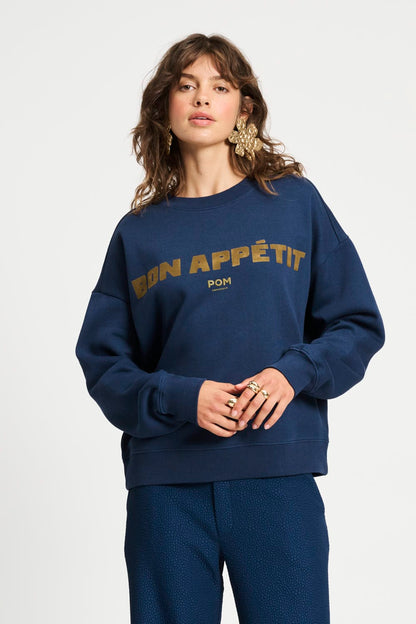 Maison Cotton Sweatshirt | Bon Appétit Print | Relaxed Fit