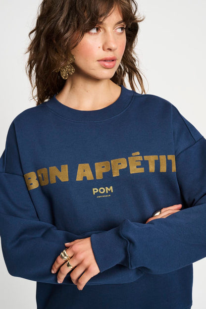 Maison Cotton Sweatshirt | Bon Appétit Print | Relaxed Fit