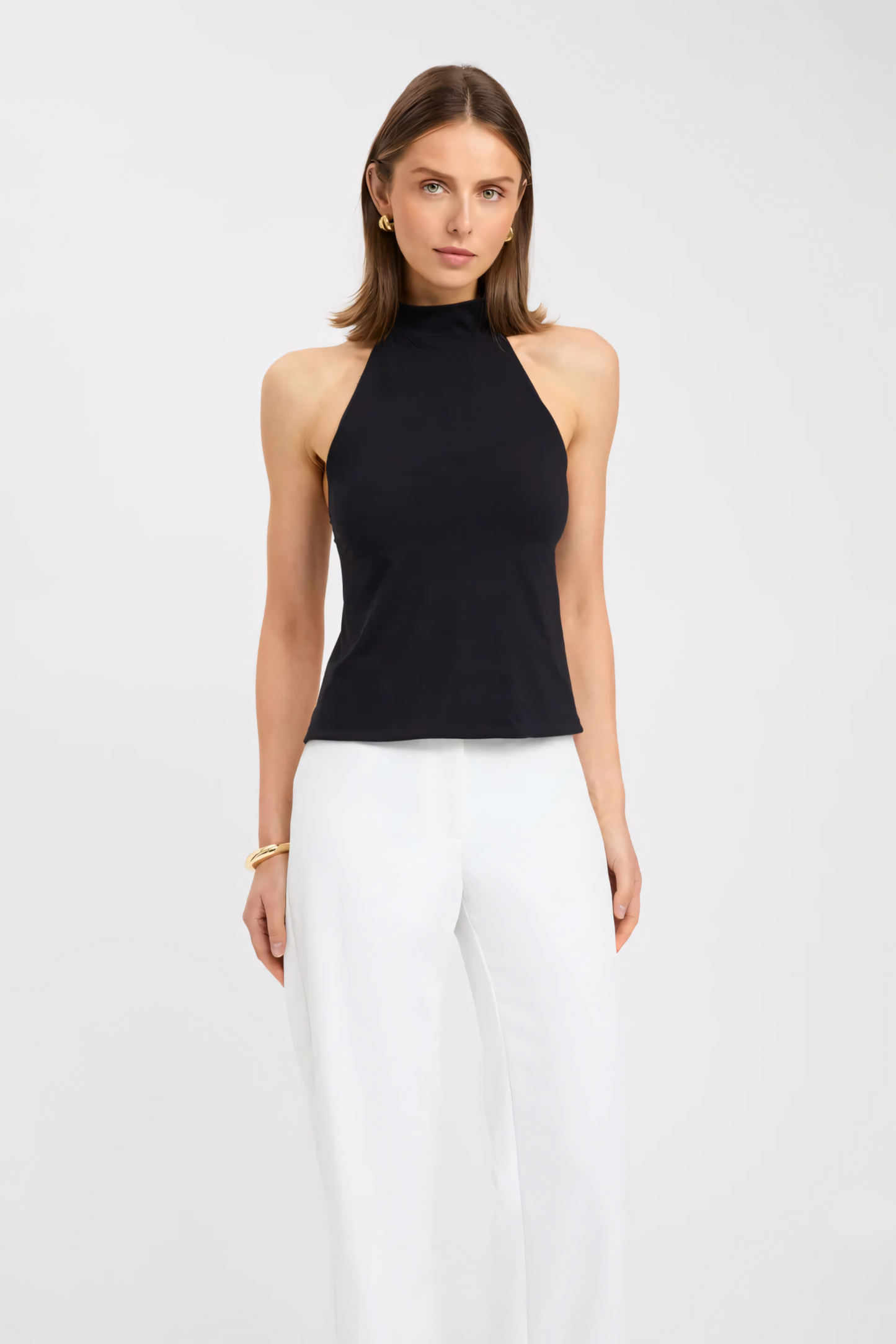 Voyage Sculpted Halter Tank Top in Stretch Knit | Summer