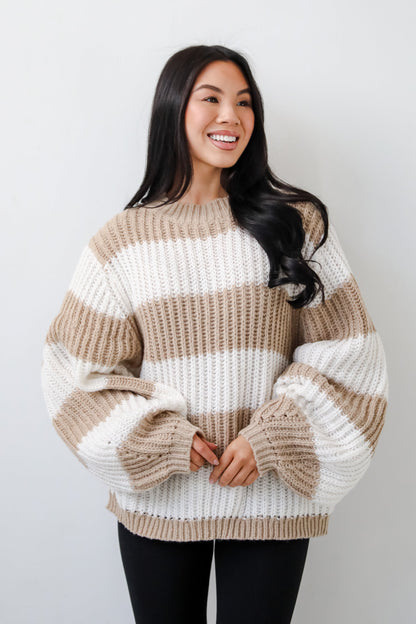 Striped Oversized Sweater | Rib Knit | Relaxed Fit