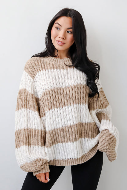 Striped Oversized Sweater | Rib Knit | Relaxed Fit