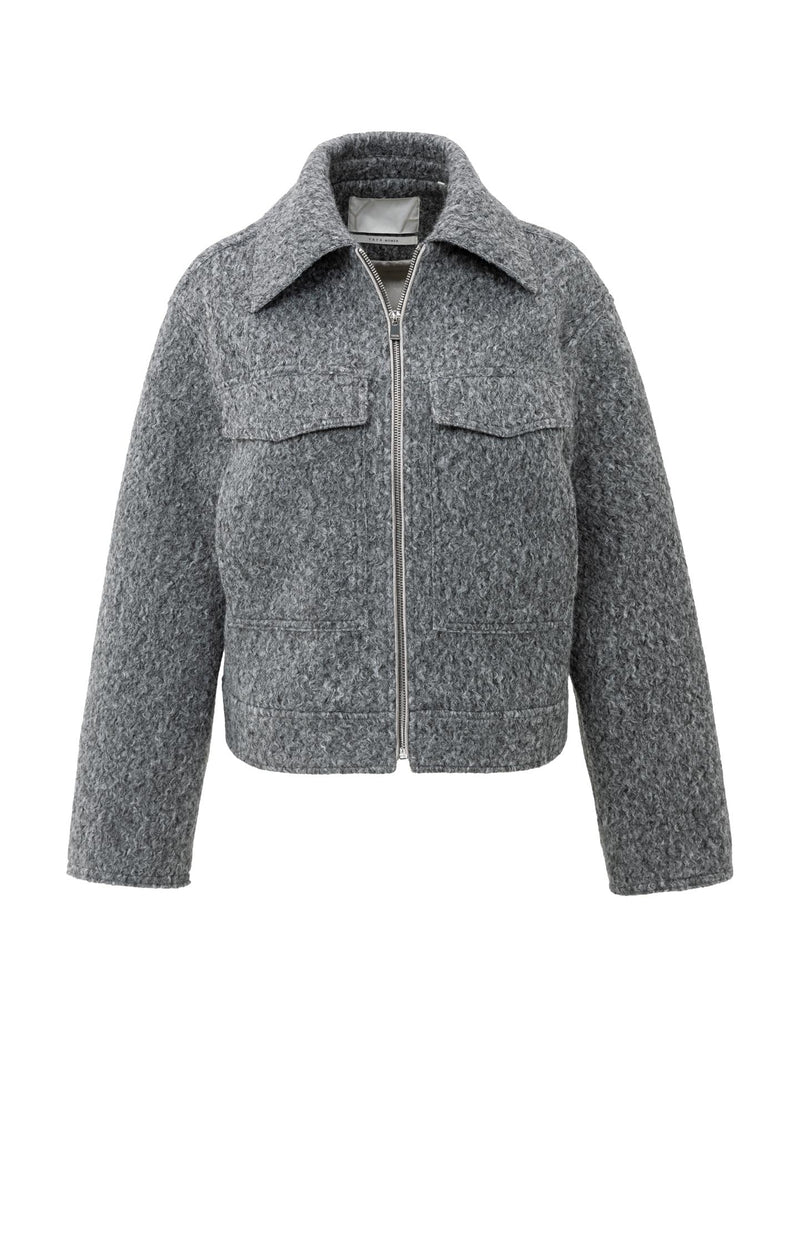 Maison Bouclé Zip Jacket | Cropped Fit | Textured Wool Effect