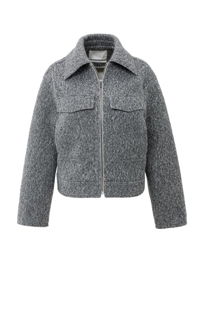 Maison Bouclé Zip Jacket | Cropped Fit | Textured Wool Effect