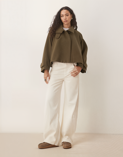 Structured Short Coat | High Collar | Boxy Fit